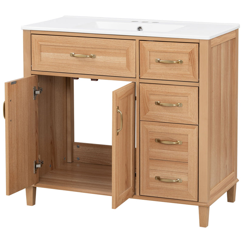 Bathroom Vanity With Sink, Soft Close Doors & Drawers - Wood by HouseOfZazla