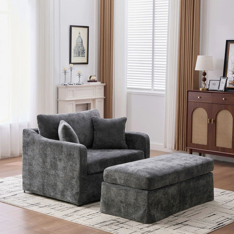 Accent Chair With Ottoman, Includes 2 Bolster Pillows by Unique Piece Furniture
