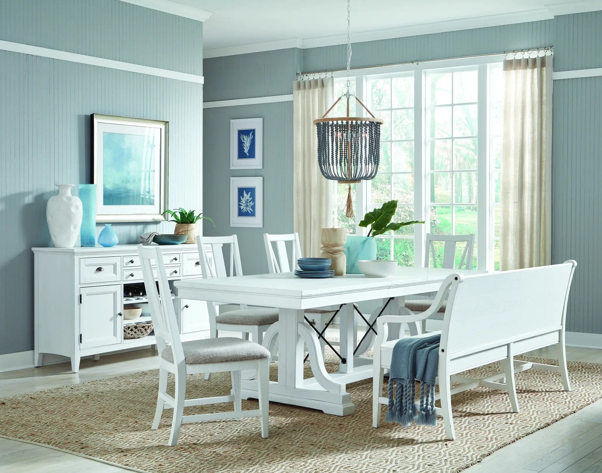 Heron Cove - Trestle Dining Table - Chalk White by Unique Piece Furniture