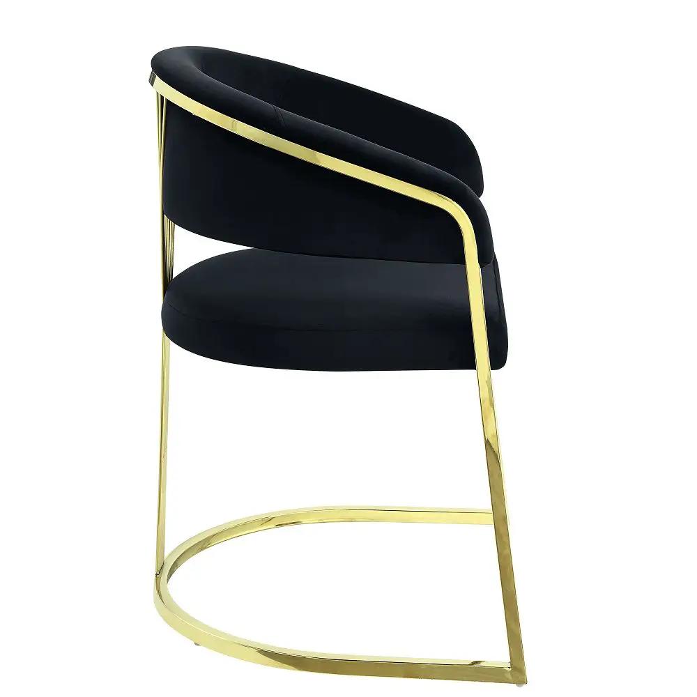 Fallon - Side Chair - Black Velvet & Mirrored Gold by Unique Piece Furniture