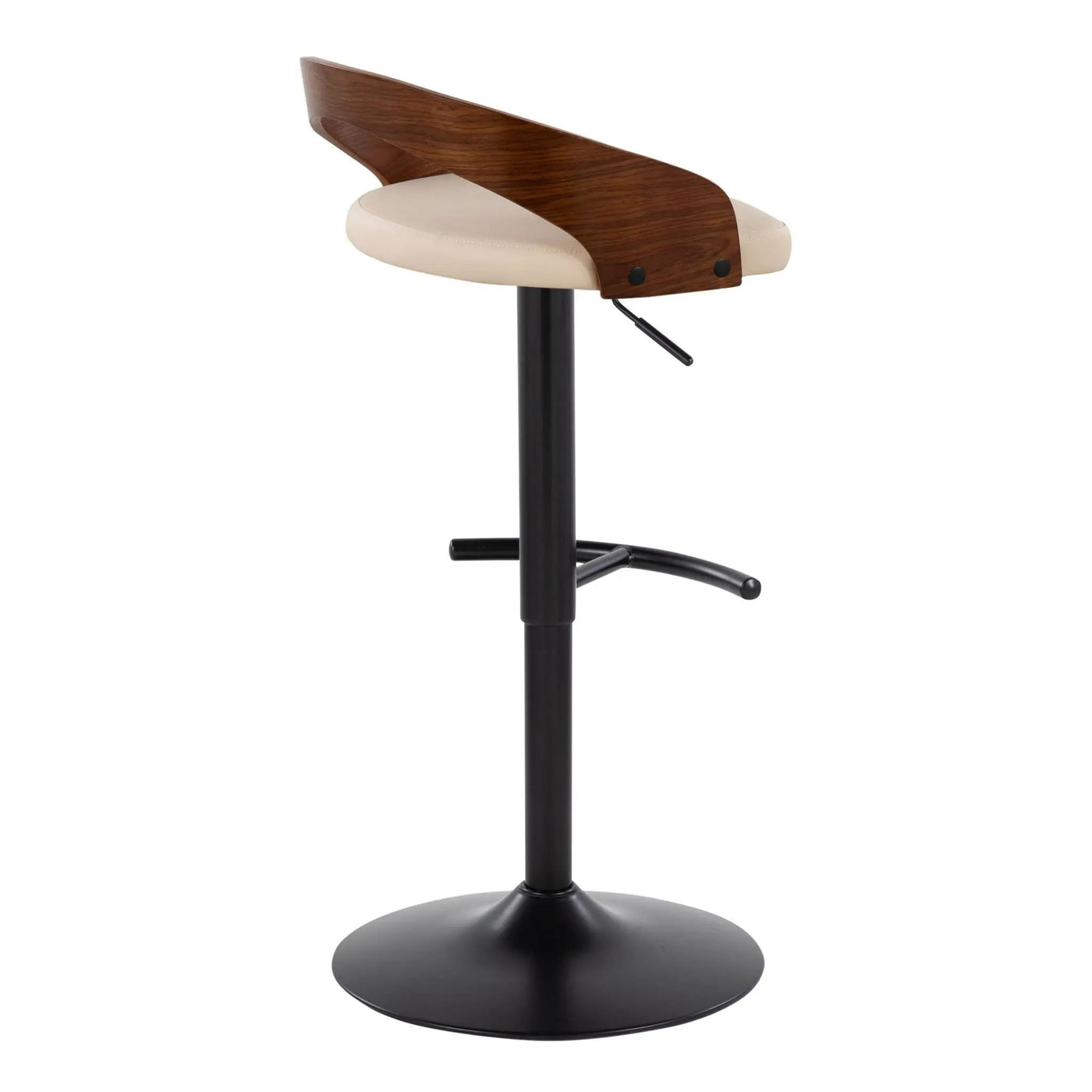 Grotto - Contemporary Adjustable Barstool With Swivel With Rounded T Footrest (Set of 2) by HouseOfZazla