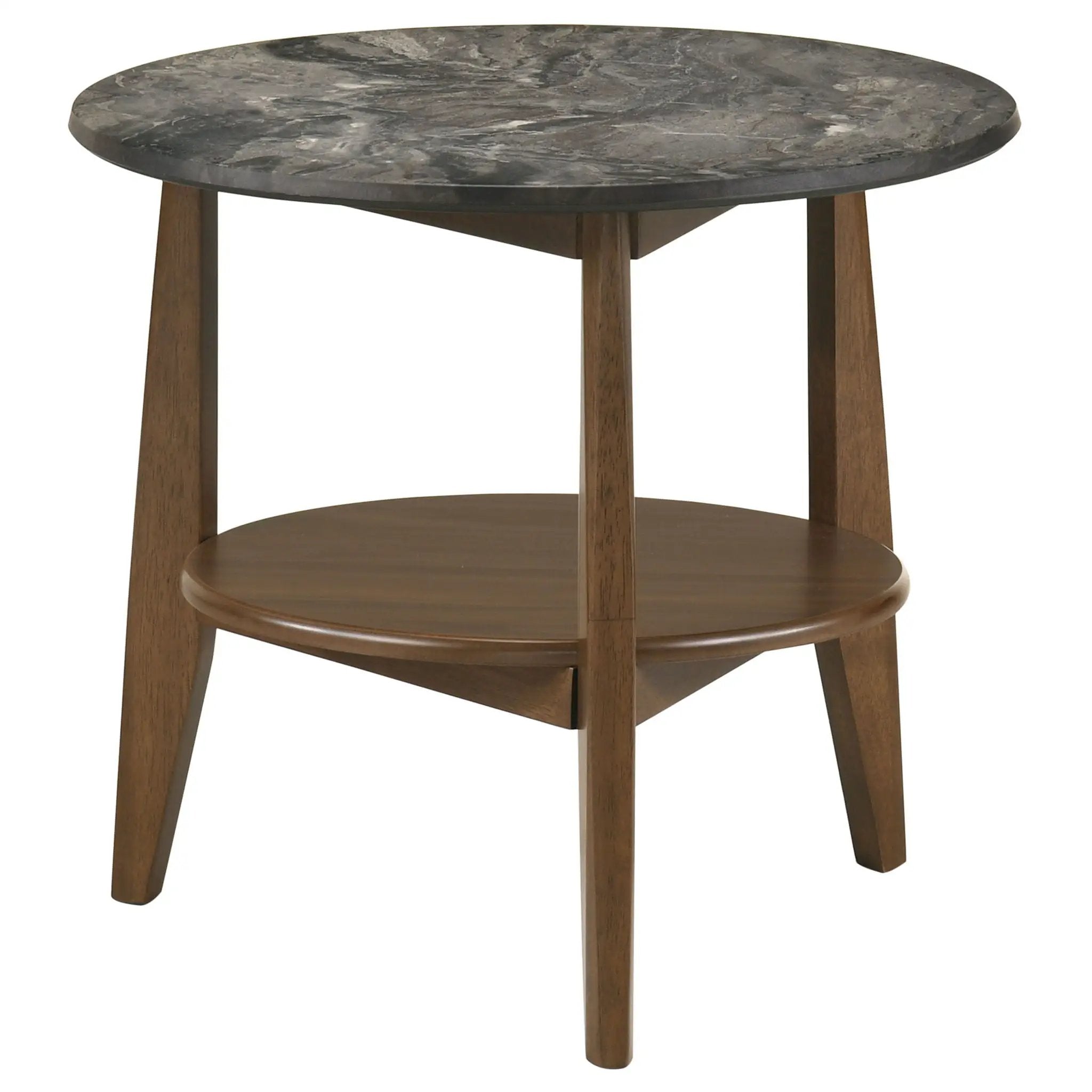 Bradley Round SmartTop End Side Table Smokey Grey and Brown by Unique Piece Furniture
