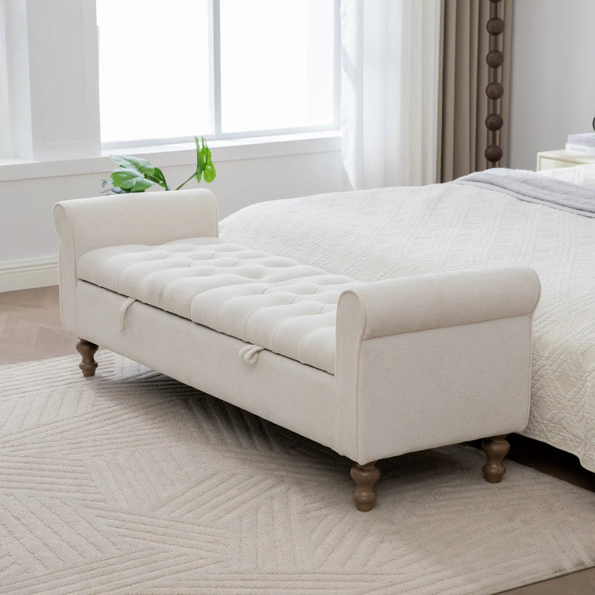 Modern Upholstered Storage Bench With Double Lids by HouseOfZazla