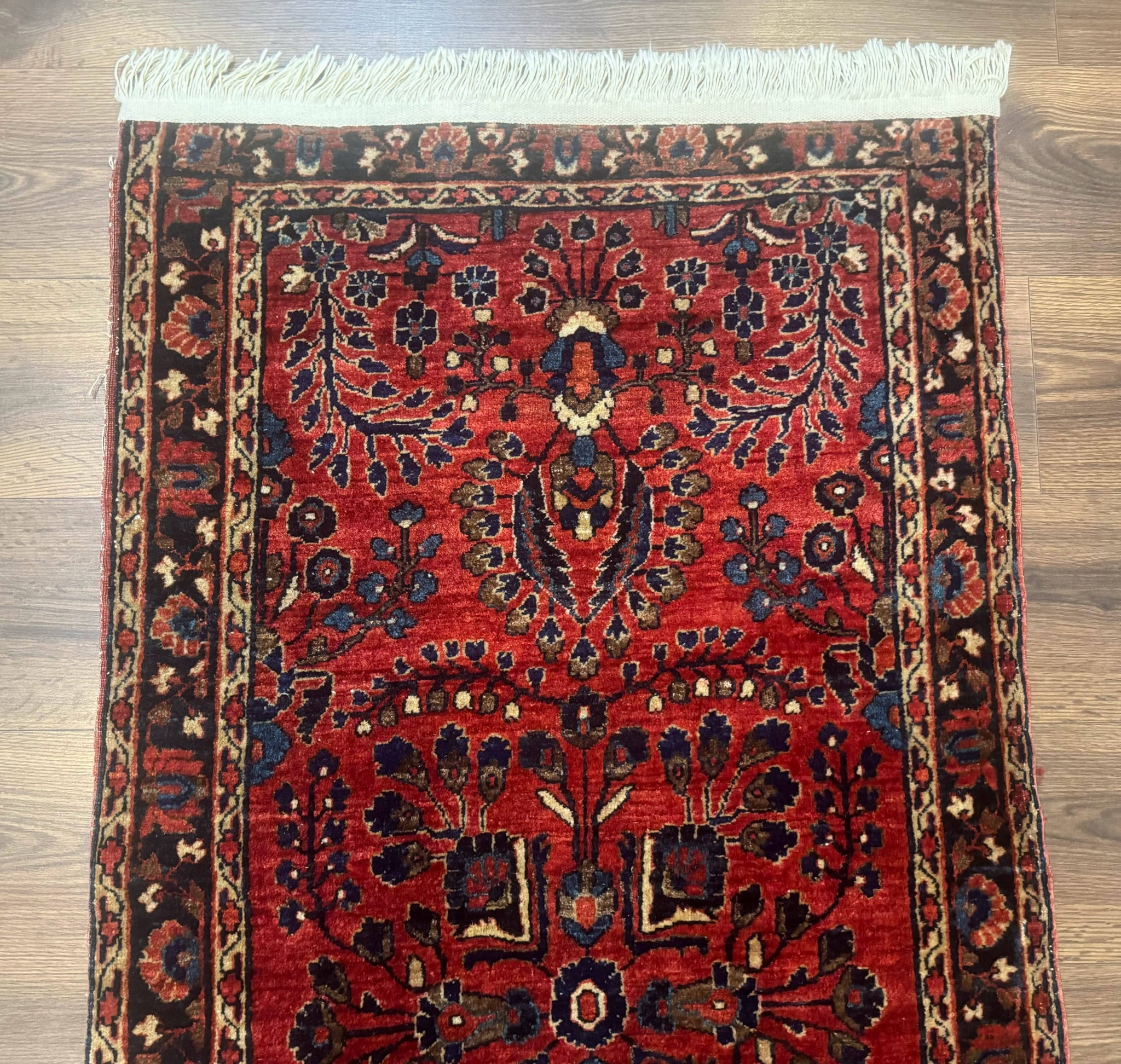 Small Red Persian Sarouk Rug 2.7 x 4.9, Floral, Antique by Jewel Rugs
