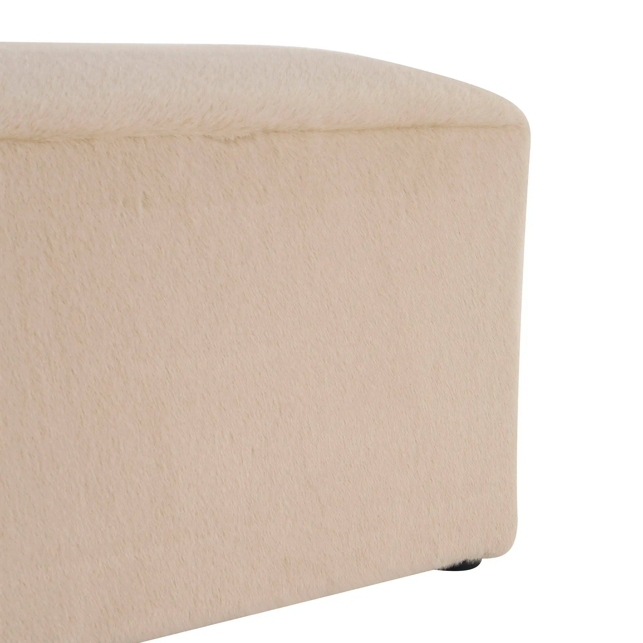 Long Plush Ottoman, Simple Footstool And Seat For Home Use - Almond by HouseOfZazla