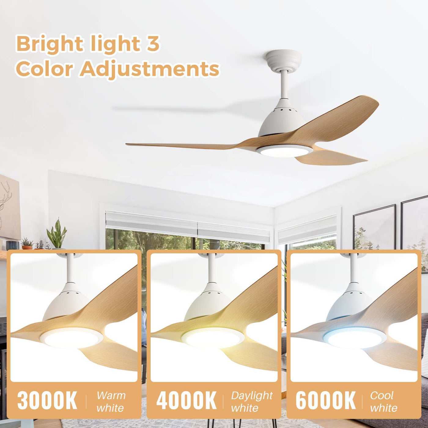 Bredoom Ceiling Fan With Remote Control And LED Light, Blades, Reversible DC Motor For Indoor / Outdoor Use by Unique Piece Furniture