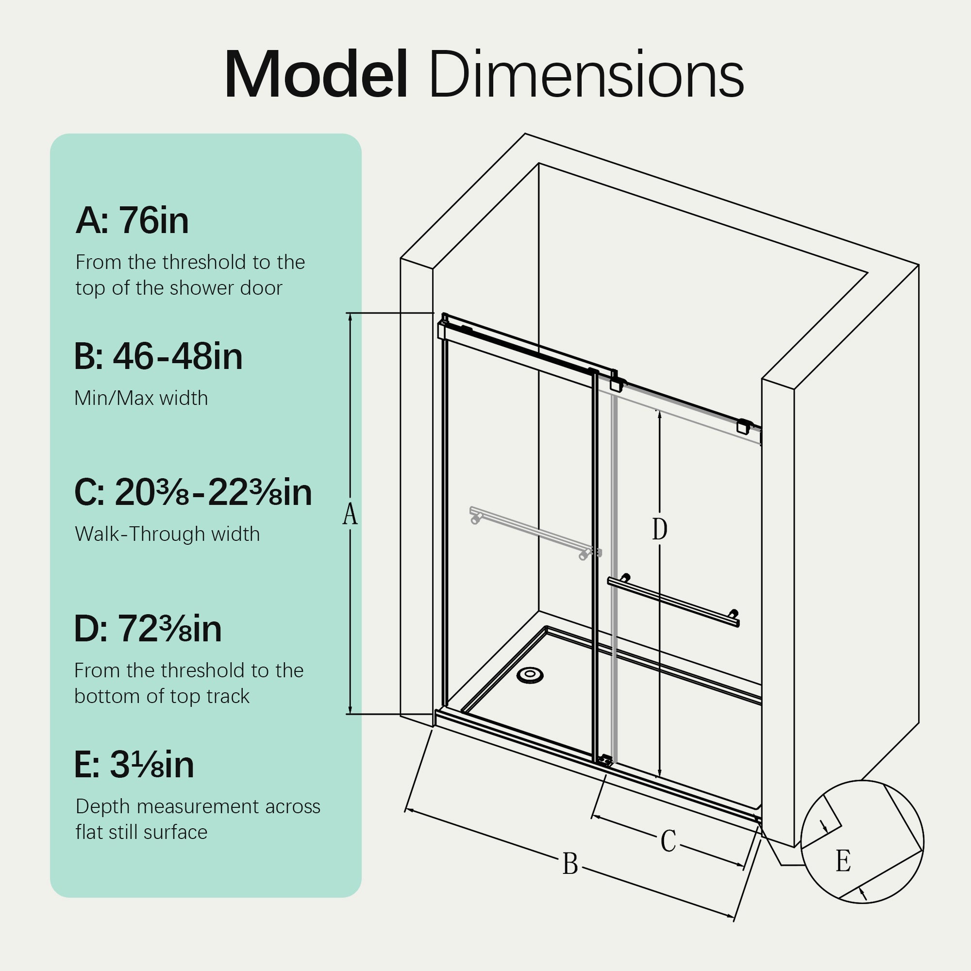 46-48" W x 76" H Frameless Double Sliding Soft-Close Shower Door by HouseOfZazla