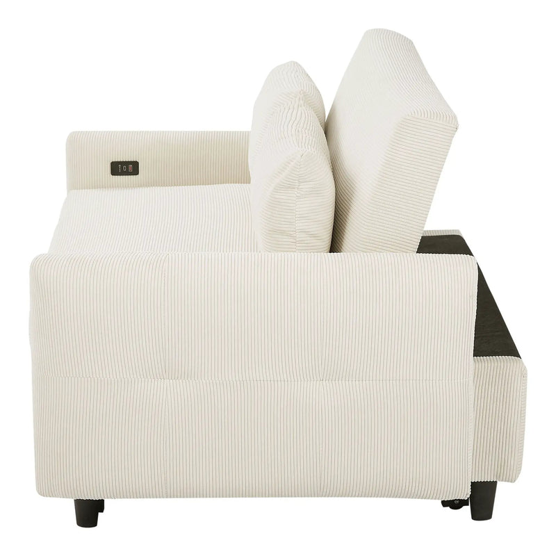 Pull-Out 2 Seat Modern Sleeper Sofa With 2 Throw Pillows And USB Ports by HouseOfZazla