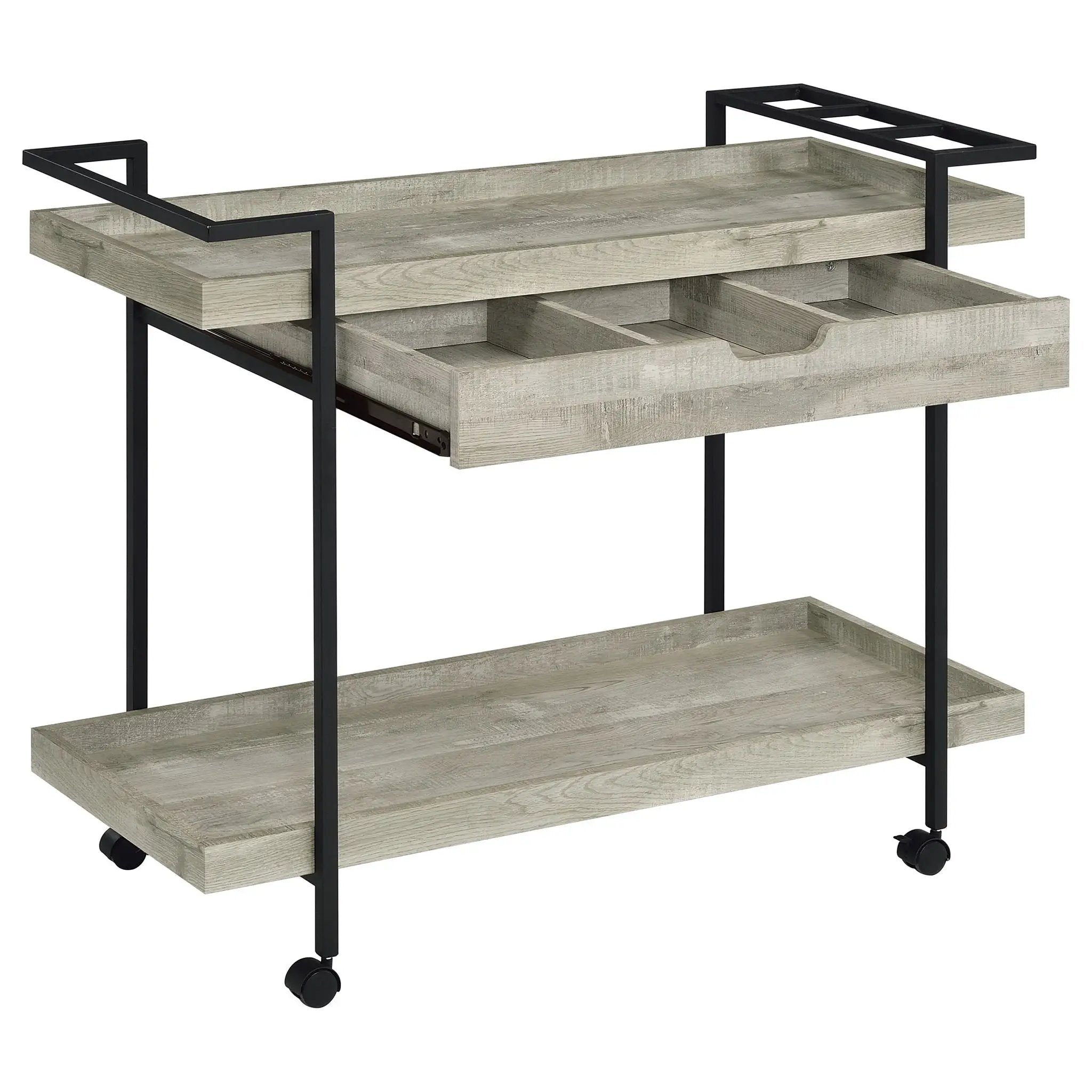Ventura 1-drawer Engineered Wood Bar Cart Grey Driftwood by Unique Piece Furniture