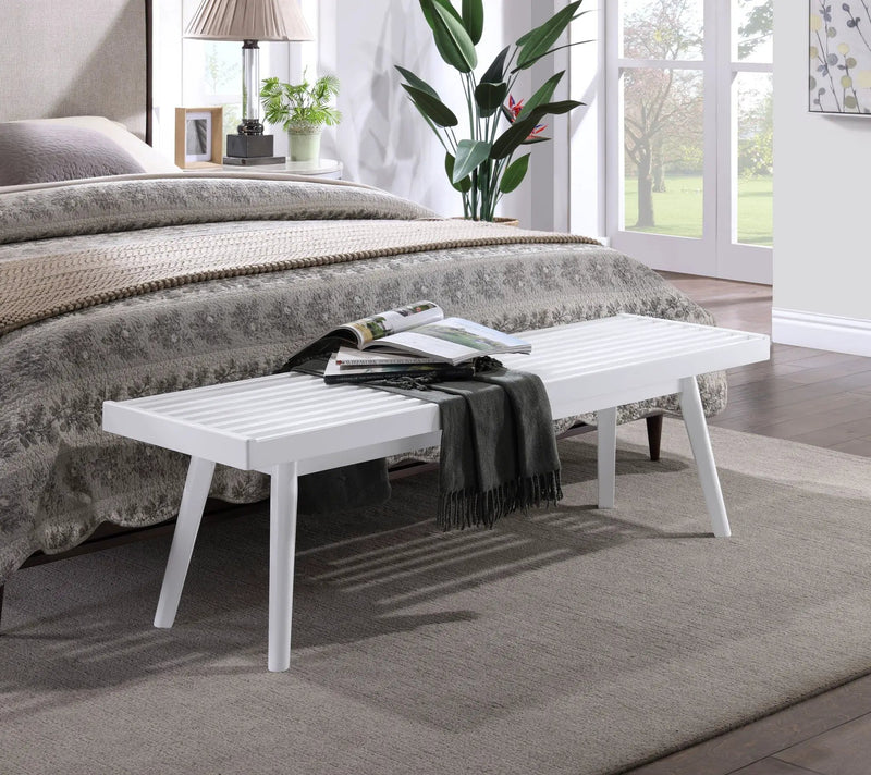 Larwich - Solid Wood Slatted Bench - White by Unique Piece Furniture