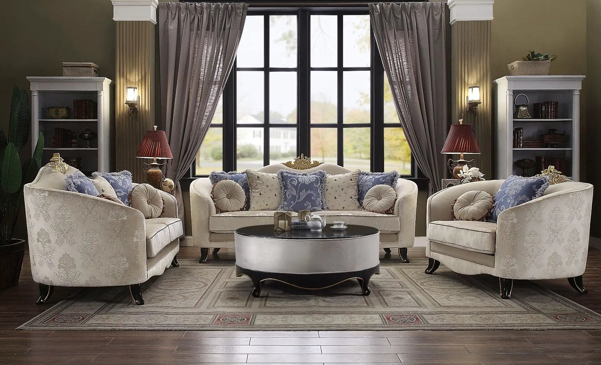 Sheridan - Loveseat With 5 Pillows - Cream Fabric by Unique Piece Furniture