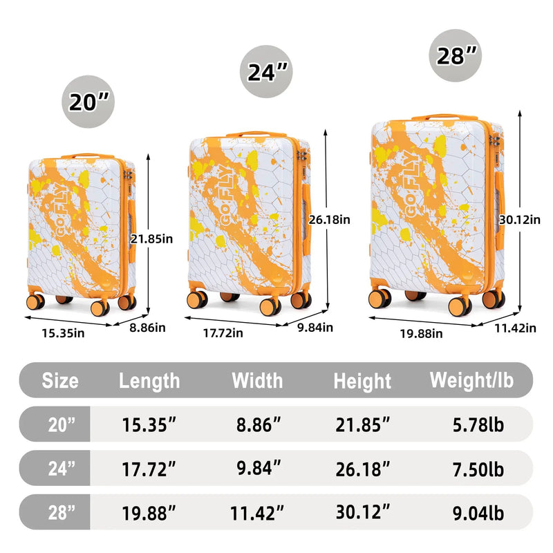 3-Piece PC Spinner Wheel Luggage Set in Orange by HouseOfZazla