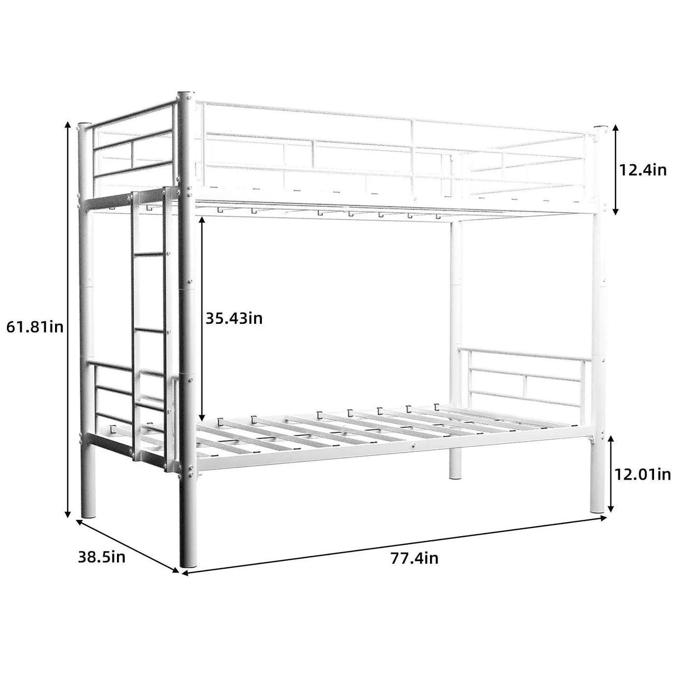 Metal Bunk Bed For Kids, Convertible Bedframe With Ladders & Guardrail by HouseOfZazla