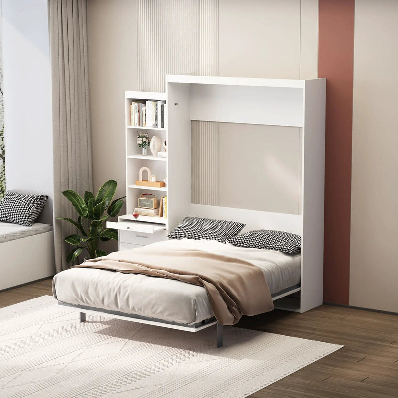 Morden Deisgn Vertical Murphy Bed With Shelf And Drawers For Bedroom Or Guestroom Wall Bed Space Saving Hidden Bed With New Style Gas Struts by HouseOfZazla