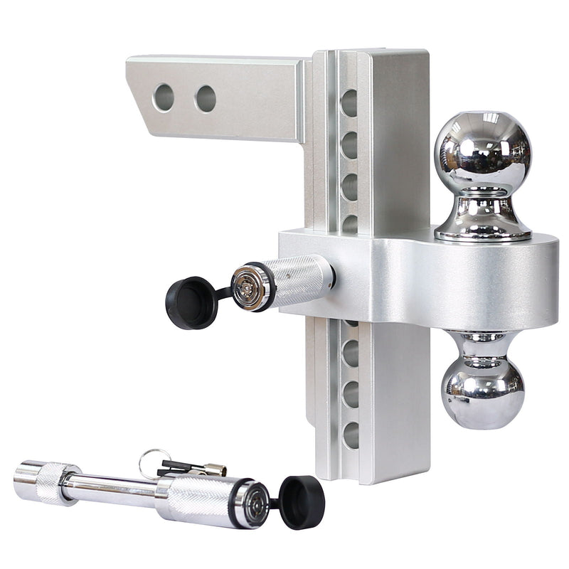 Alu - Adjustable Trailer Drop Hitch 2" Receiver 8" Adjustable - Silver by HouseOfZazla