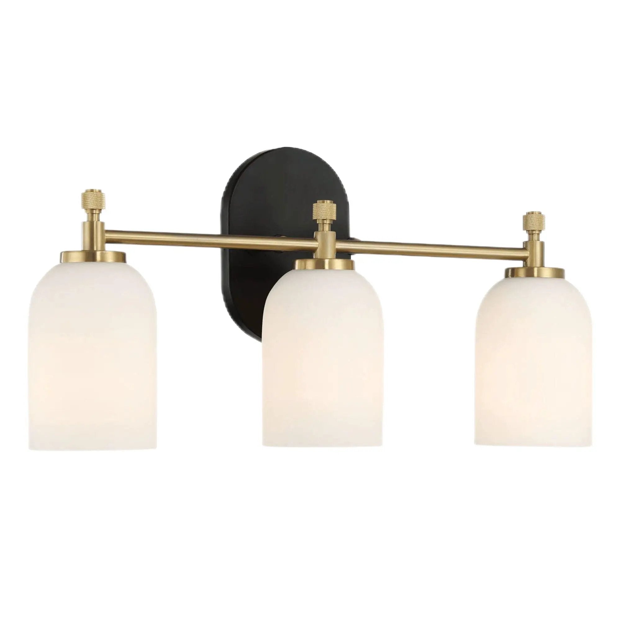 Meadows - 3 Lights Vanity Brush Bathroom Wall Light For Bathroom Over Mirror - Black / Gold / White by Unique Piece Furniture
