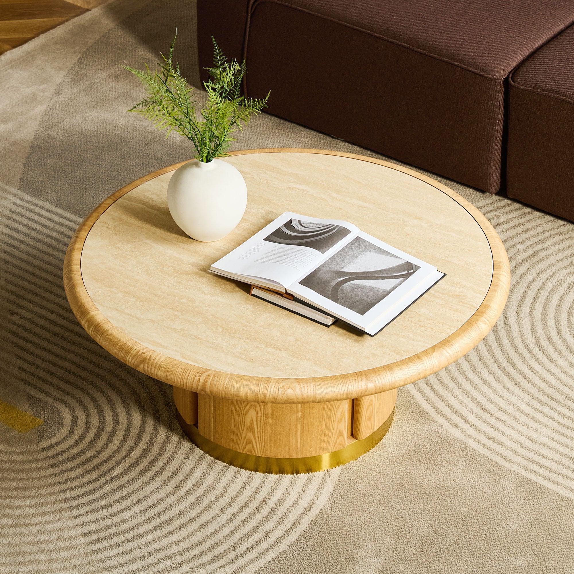 Round Coffee Table with Sturdy MDF Pedestal by HouseOfZazla
