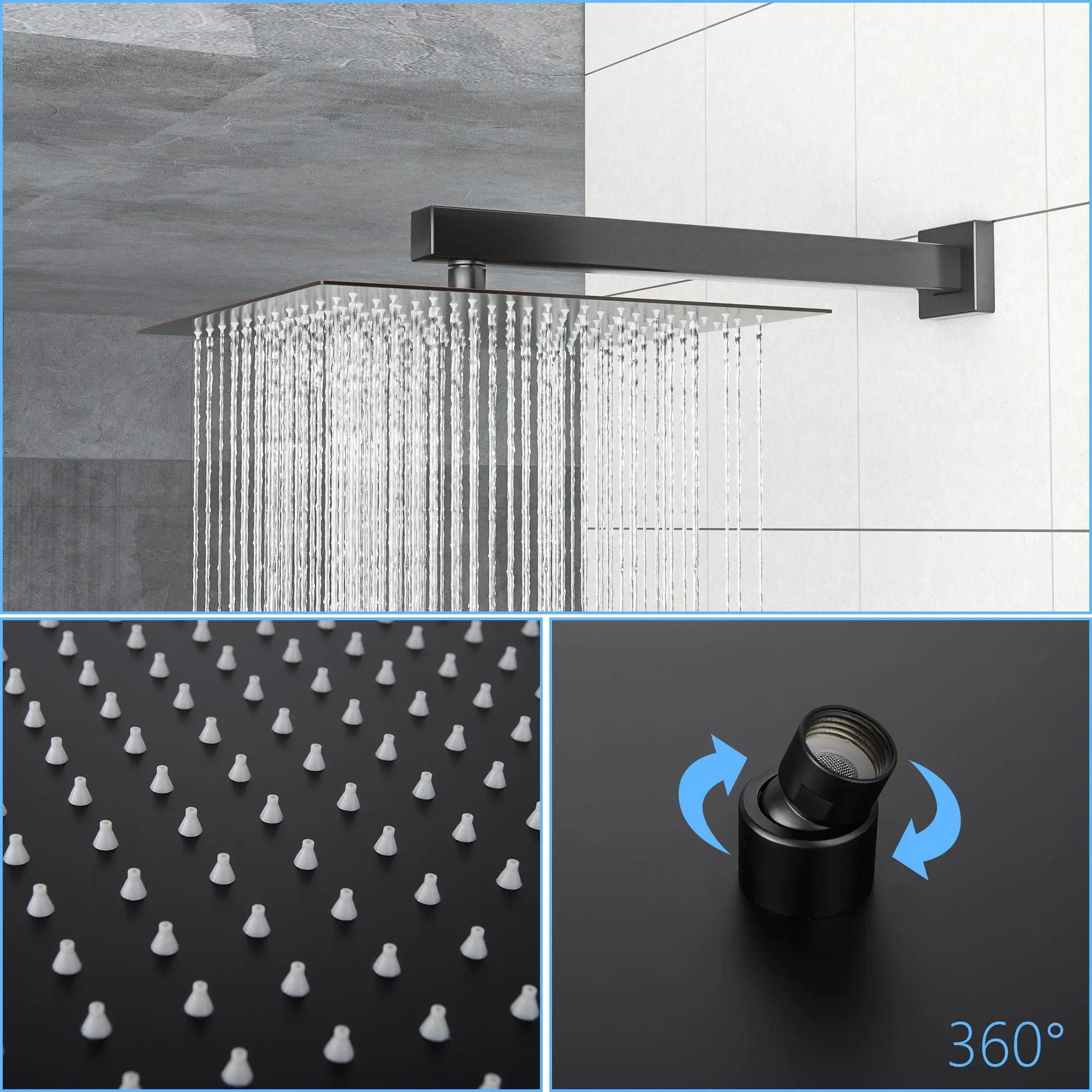 10" Square Rainfall Shower Head With Silicone Nozzle - Oil-Rubbed Bronze by HouseOfZazla