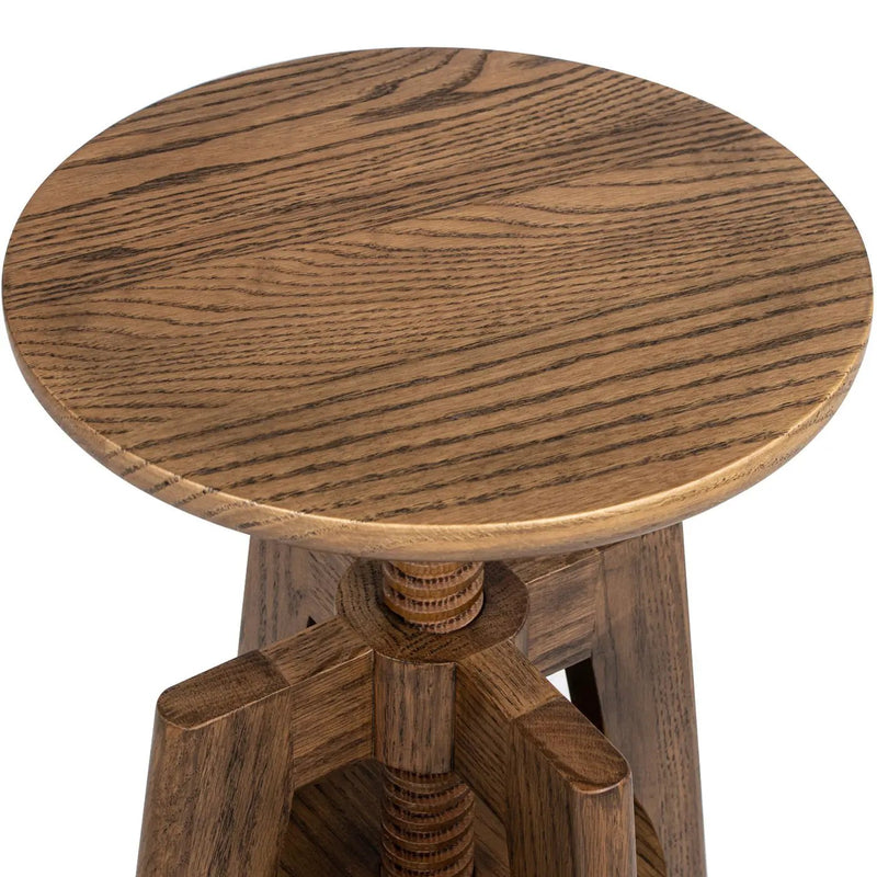 Spencer - Minimalist Oak Adjustable Bar Counter Stool - Walnut Brown Oak by HouseOfZazla