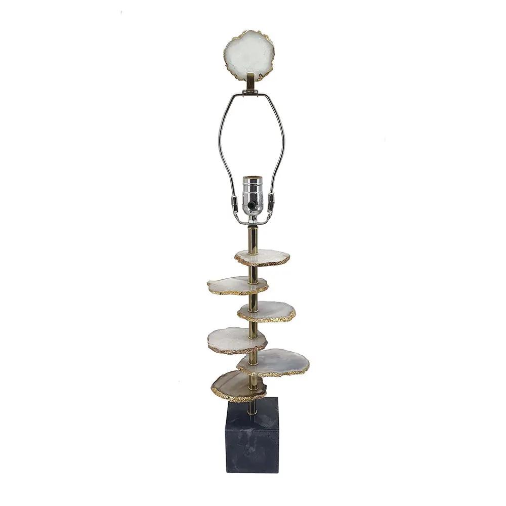 Smoke Agate-Slice Table Lamp with Marble Base by HouseOfZazla