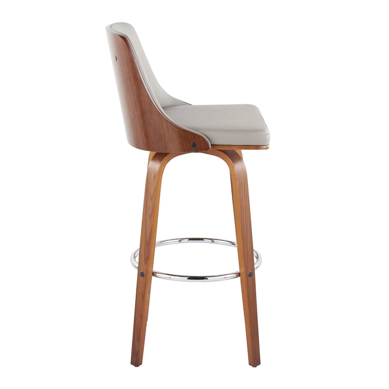 Gianna - Mid Century Modern Fixed Height Barstool With Swivel With Round Footrest (Set of 2) by Unique Piece Furniture