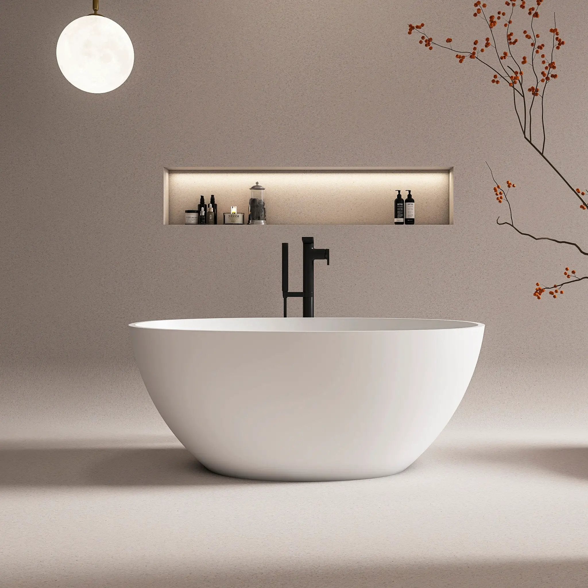 55 Inch Freestanding Solid Surface Soaking Bathtub by HouseOfZazla