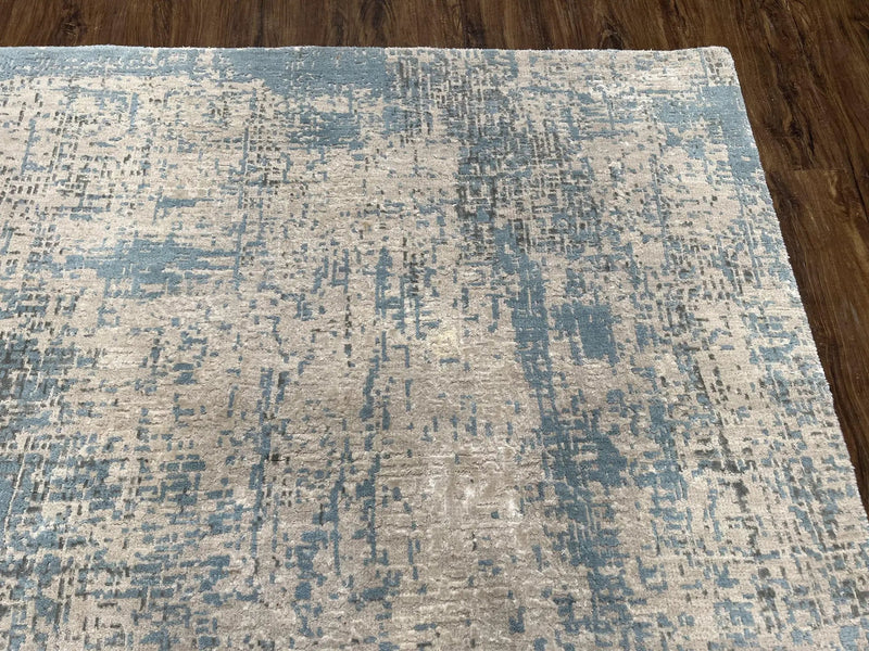 Modern Tibetan Rug 5x8 ft Light Blue and Gray Carpet, Contemporary Wool Rug, Handmade Nepali Rug, Raised Pattern, Tibet Area Rug, Nepal Rug by Jewel Rugs