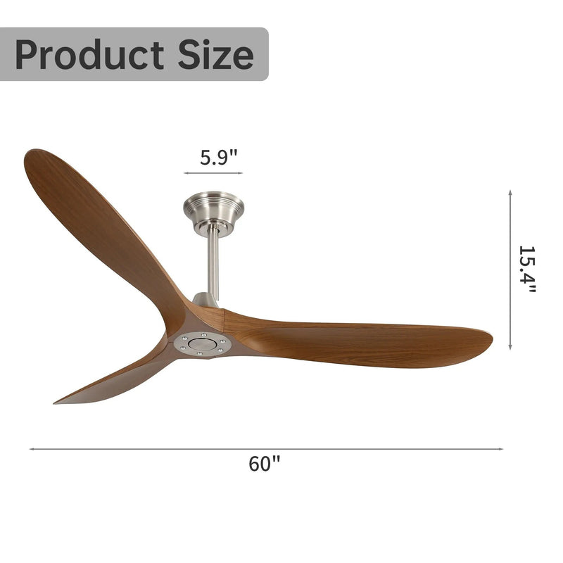 Outdoor Ceiling Fan No Light With 3 Blades Smart App Control - Brushed Nickel by HouseOfZazla