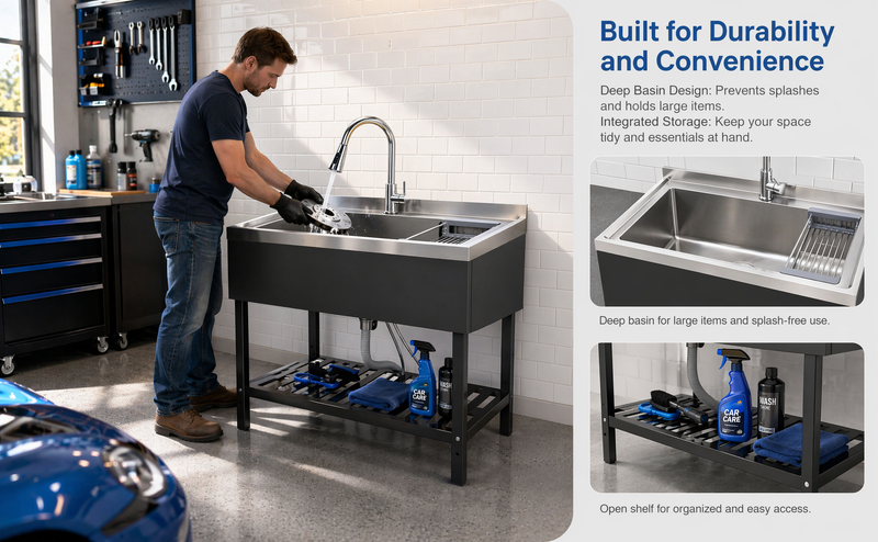 Stainless Steel Utility Sink, Freestanding Sink by HouseOfZazla