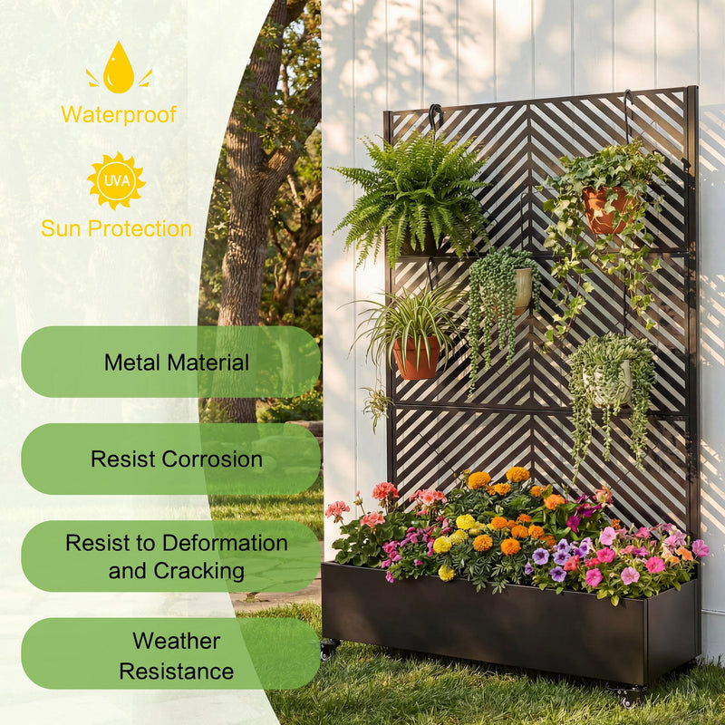 Metal Raised Garden Bed with Wheels and Trellis by HouseOfZazla