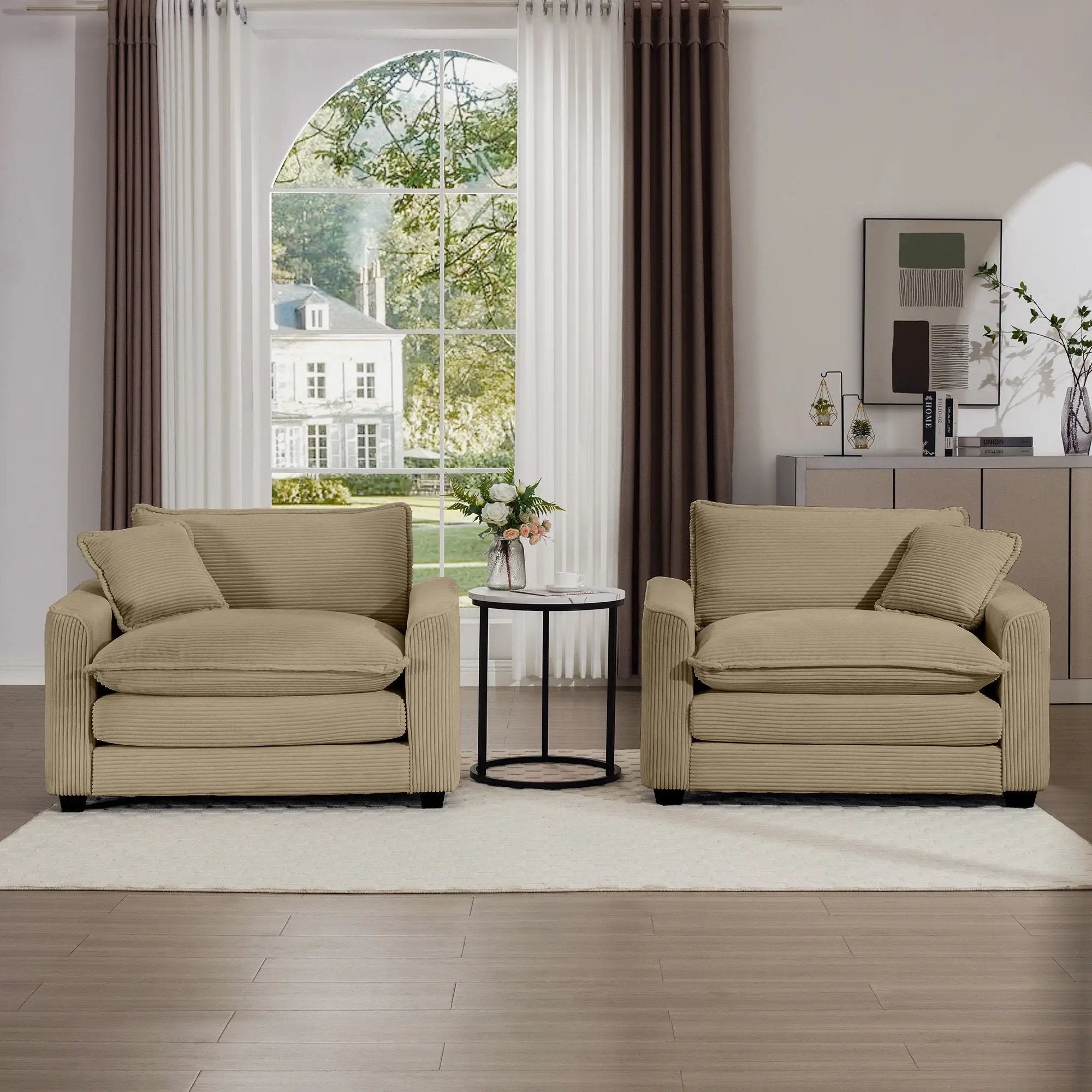 Modern Classic Fabric Single Chair Deep Seat Sofa With Pillow by Unique Piece Furniture