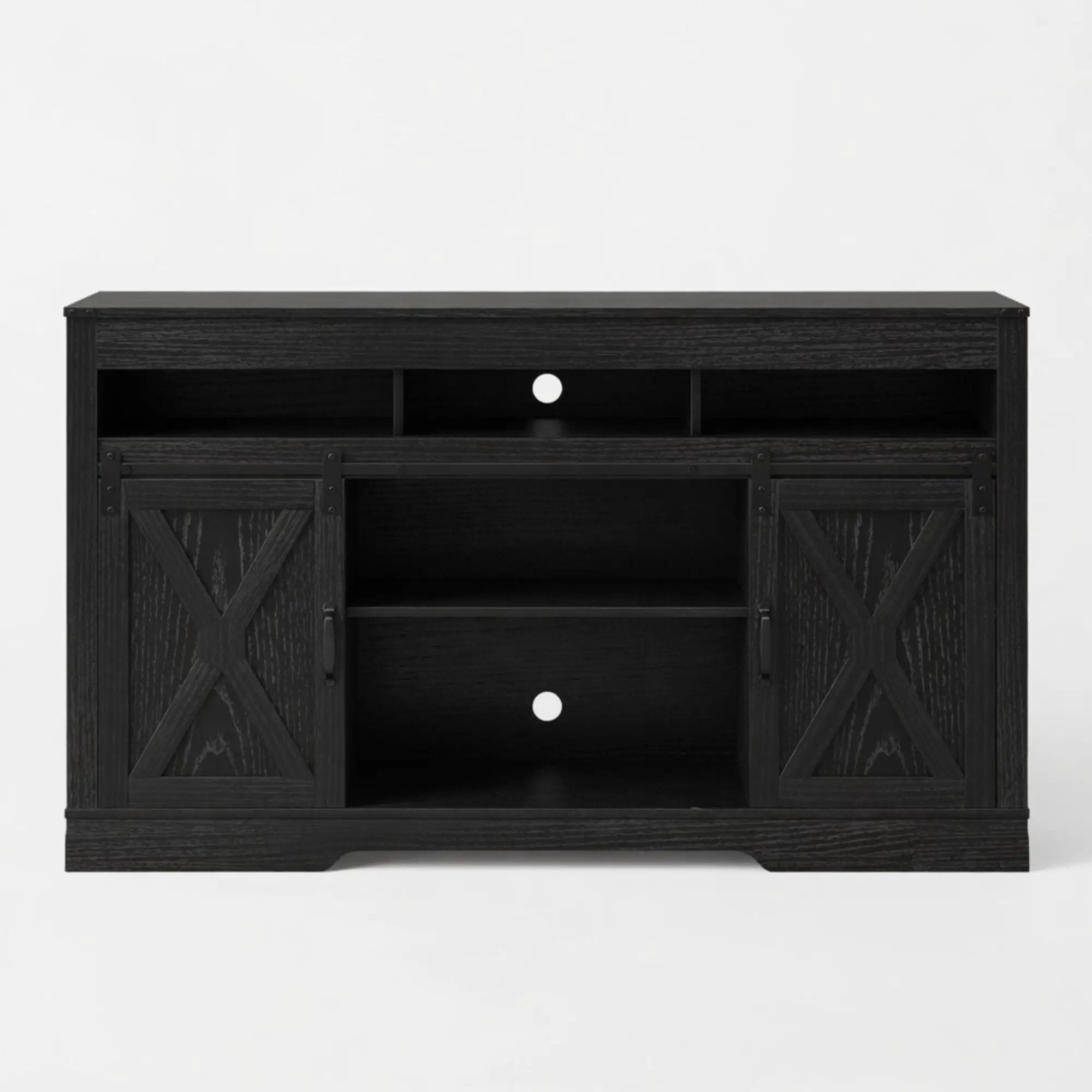 Farmhouse TV Stand With Sliding Barn Doors & Adjustable Storage by HouseOfZazla
