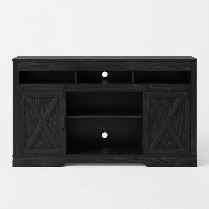Farmhouse TV Stand With Sliding Barn Doors & Adjustable Storage by HouseOfZazla