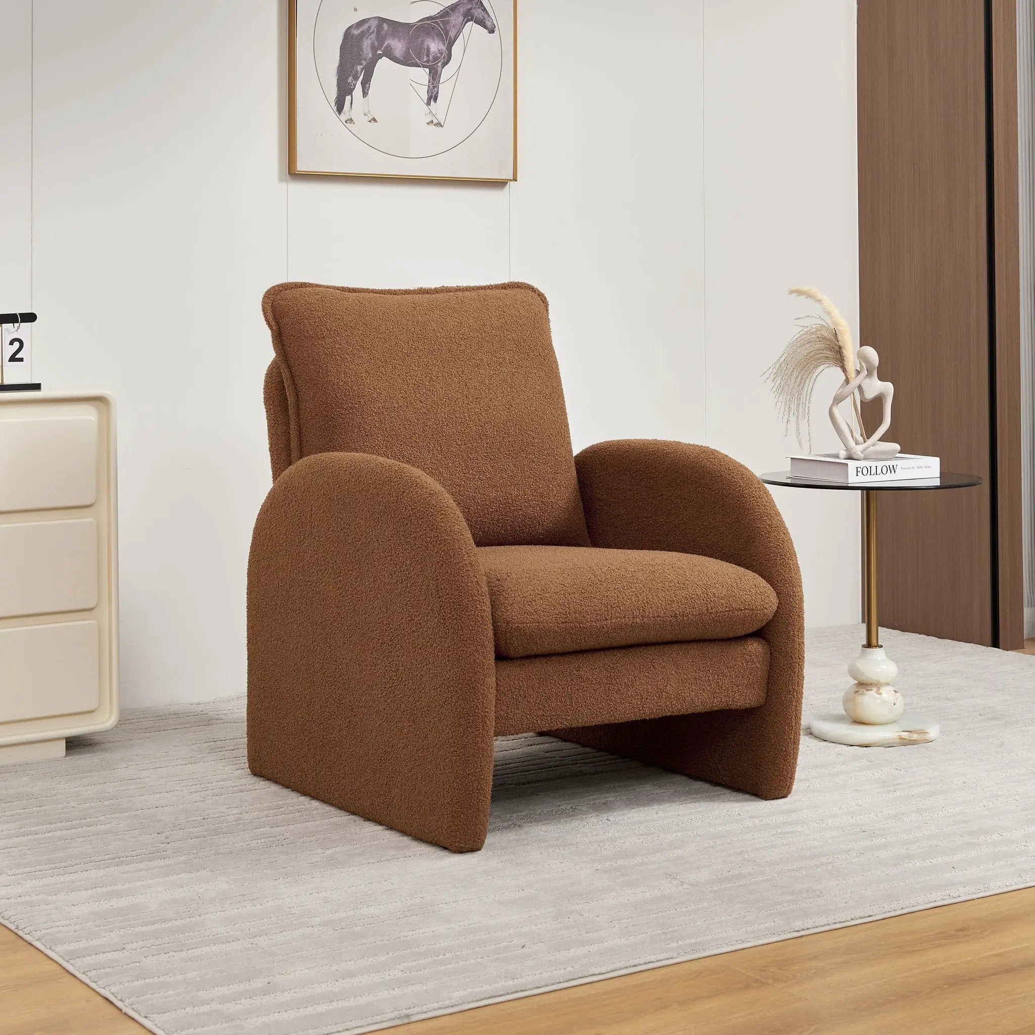 Modern Sherpa Upholstered Accent Chair, Comfortable Living Room Armchair, Lounge Chair For Bedroom, And Office by HouseOfZazla