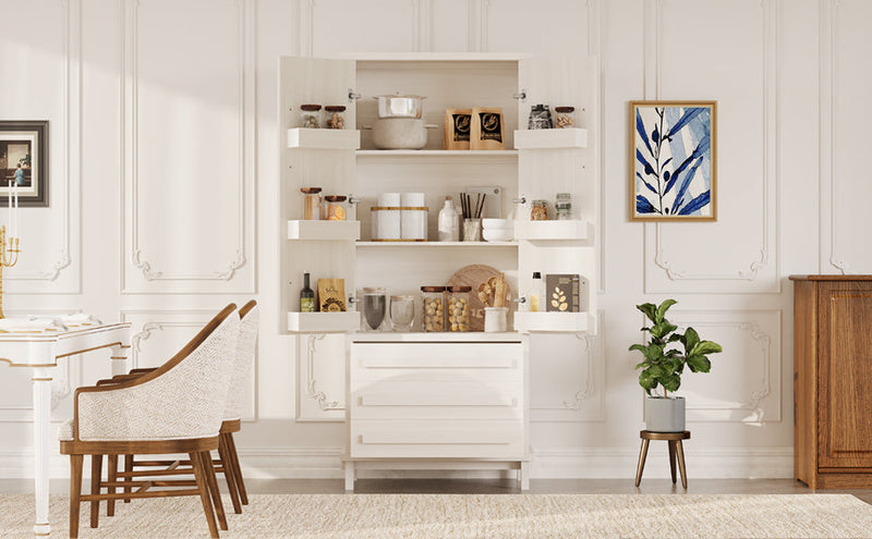 70" Kitchen Pantry Cabinet with Solid Wood Handles and Adjustable Storage by HouseOfZazla