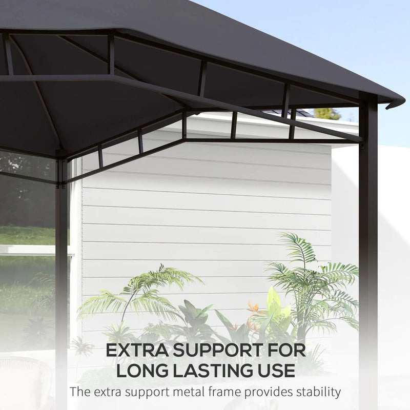 Outsunny - 10' x 10' Soft Top Patio Gazebo Outdoor Canopy With Unique Geometric Design Roof, All-Weather Steel Frame - Gray by Unique Piece Furniture
