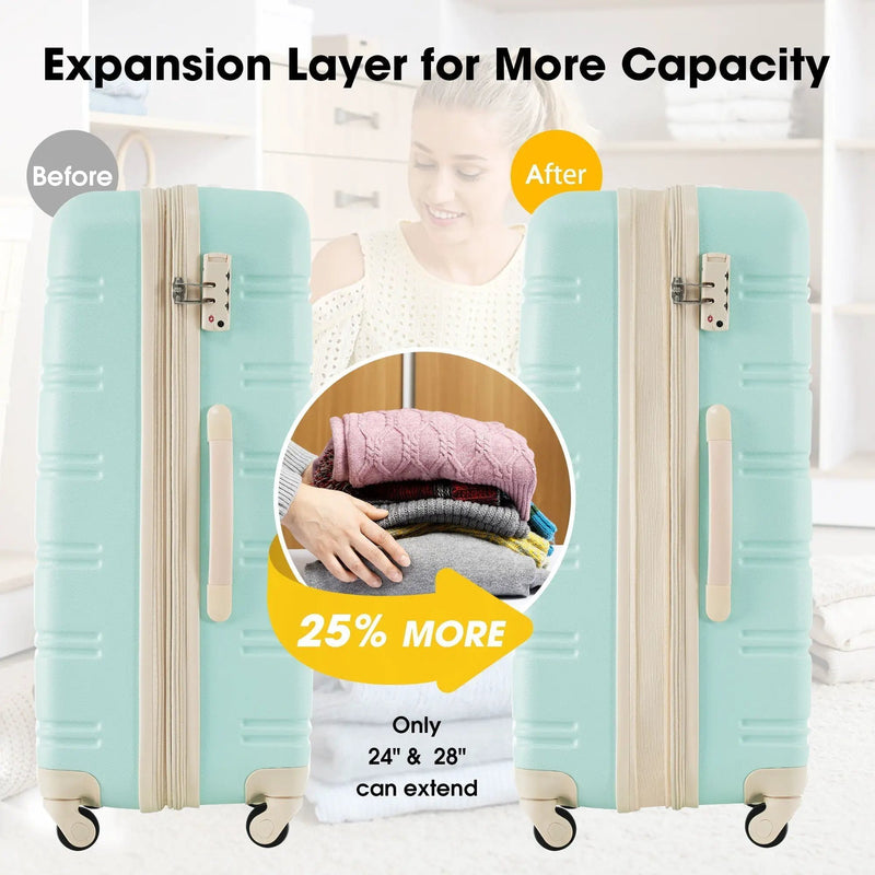 3 Piece Luggage Set Hardside Spinner Suitcase with TSA Lock by HouseOfZazla