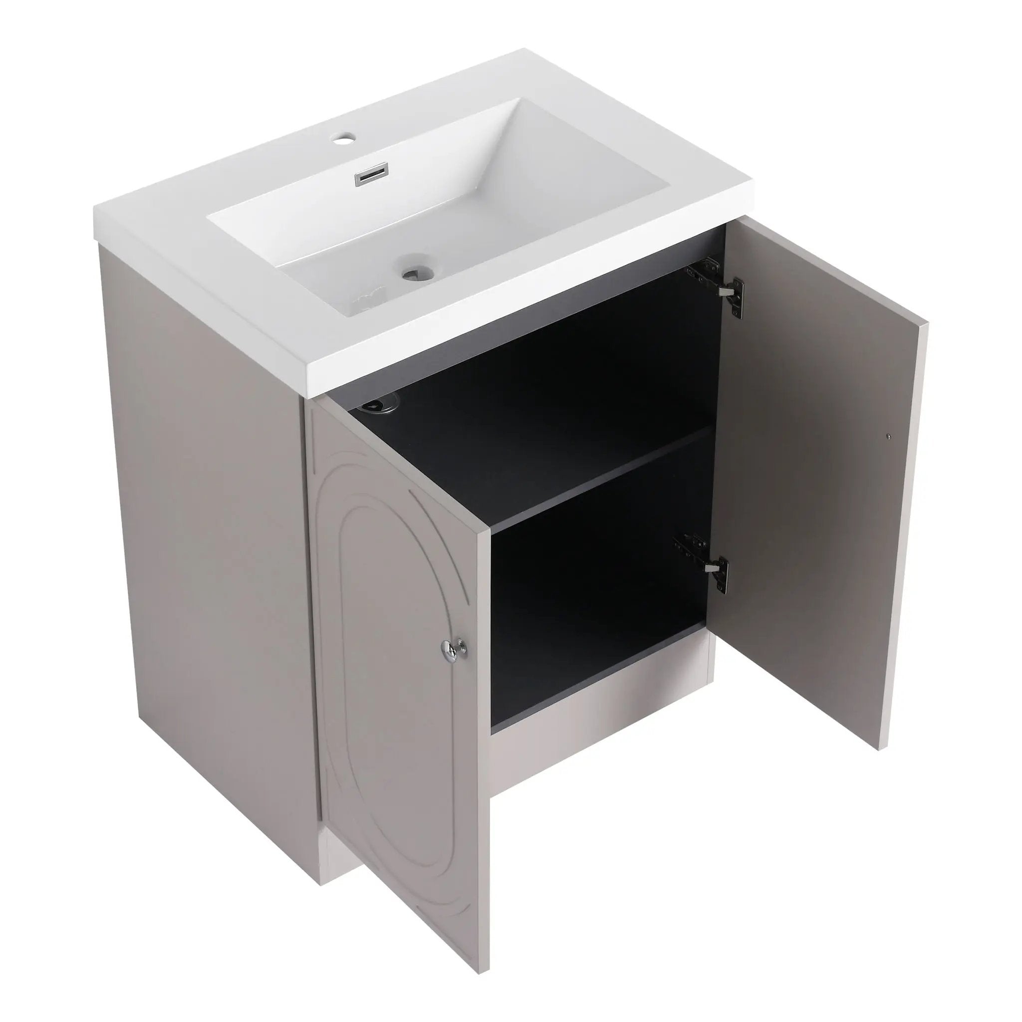 Contemporary Freestanding Bathroom Vanity With Resin Sink & Soft-Close Cabinet Doors by HouseOfZazla