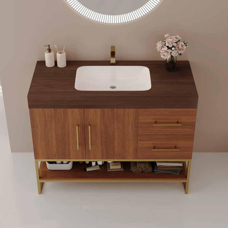 36" Modern Free-Standing Bathroom Vanity with Seamless Ceramic Sink by HouseOfZazla