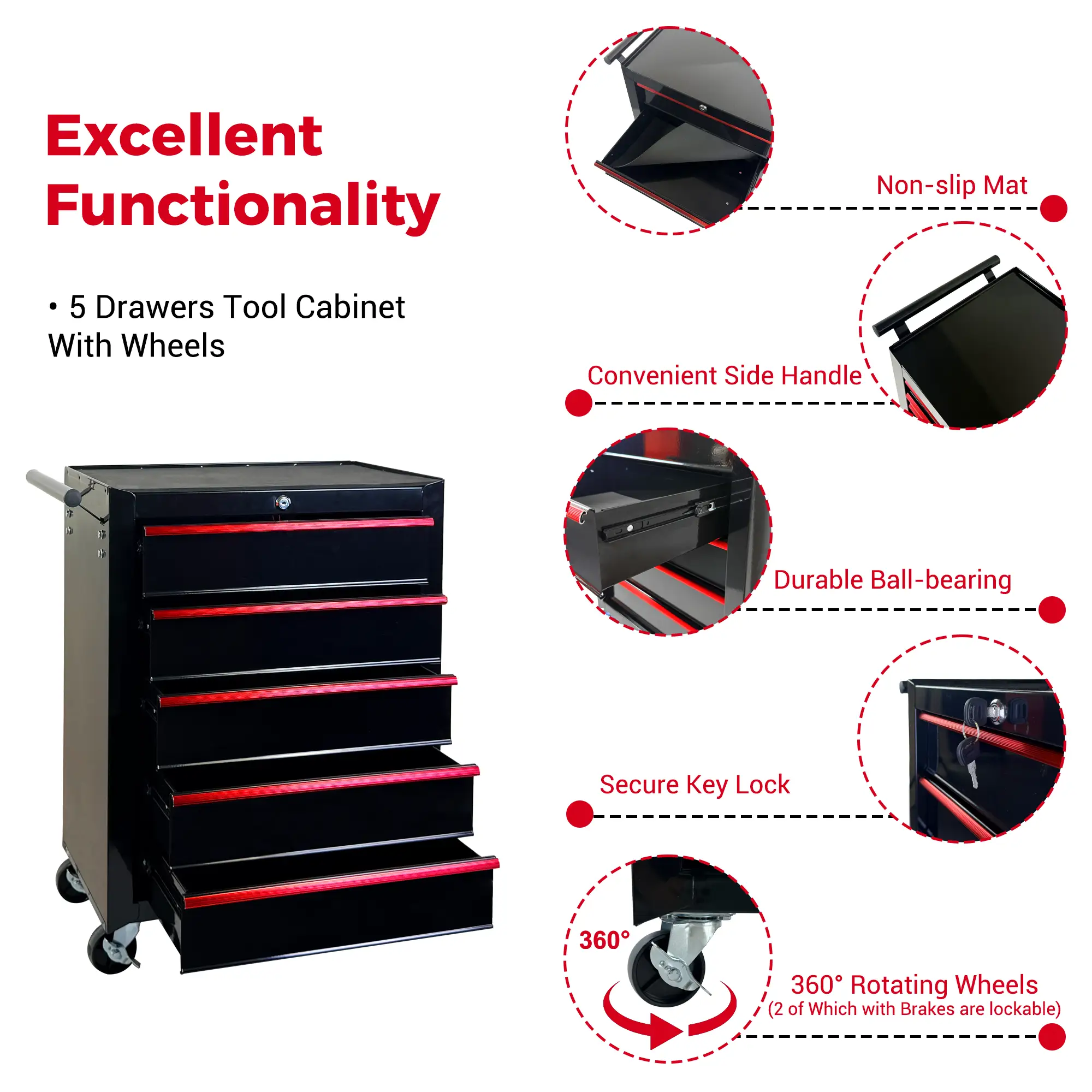 Rolling Metal Tool Chest With 5 Drawers by HouseOfZazla