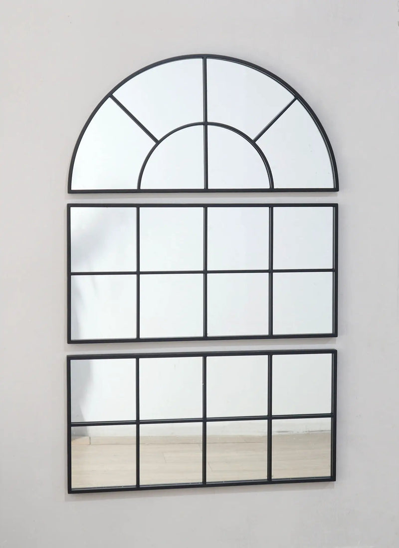 Large Arched Wall Mirror With 3 Separate Sections - Black by HouseOfZazla