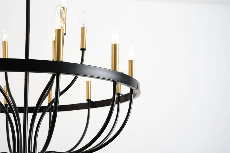 15-Light Industrial Iron Candle Chandelier Modern Farmhouse Pendant Light by HouseOfZazla