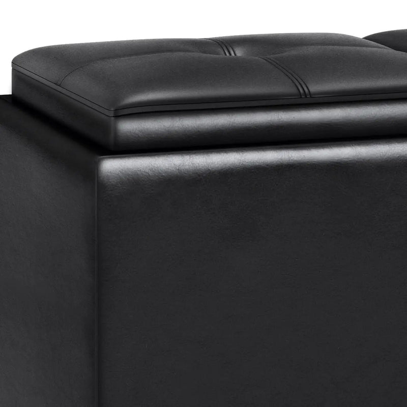 Avalon - Tray Storage Ottoman With Lift Up Lids - Midnight Black by HouseOfZazla