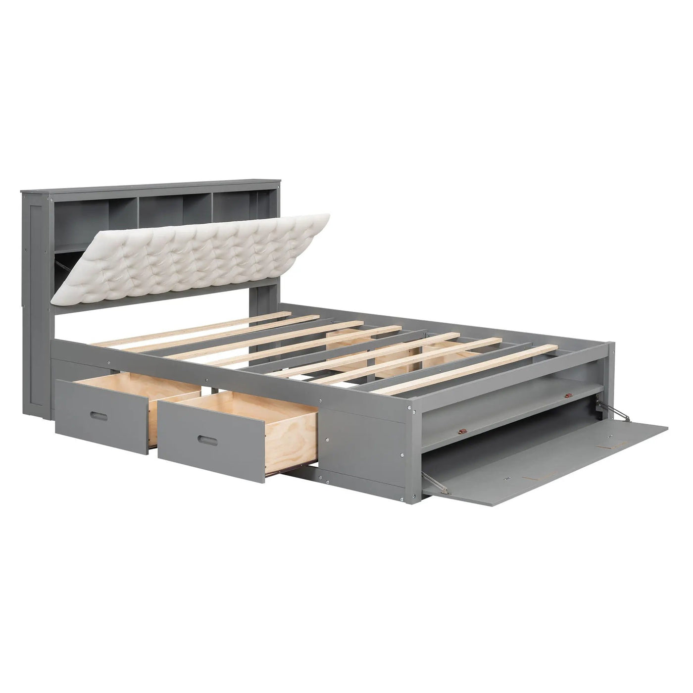 Platform Bed With Storage Headboard, Shoe Rack And 4 Drawers by HouseOfZazla