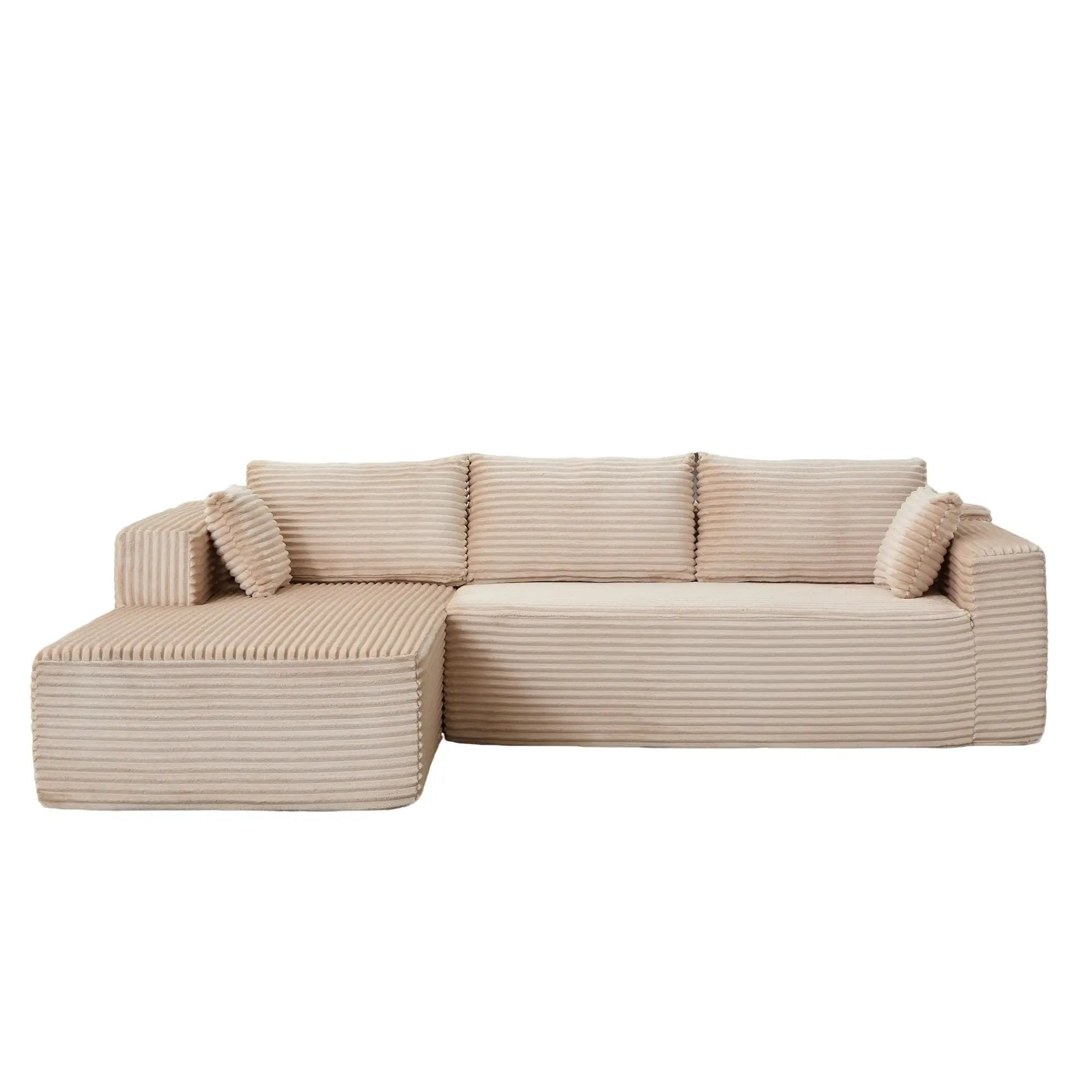 Compression Sectional Couch With Comfy Chaise, Boneless L Shape Sofa With Deep Seat by Unique Piece Furniture