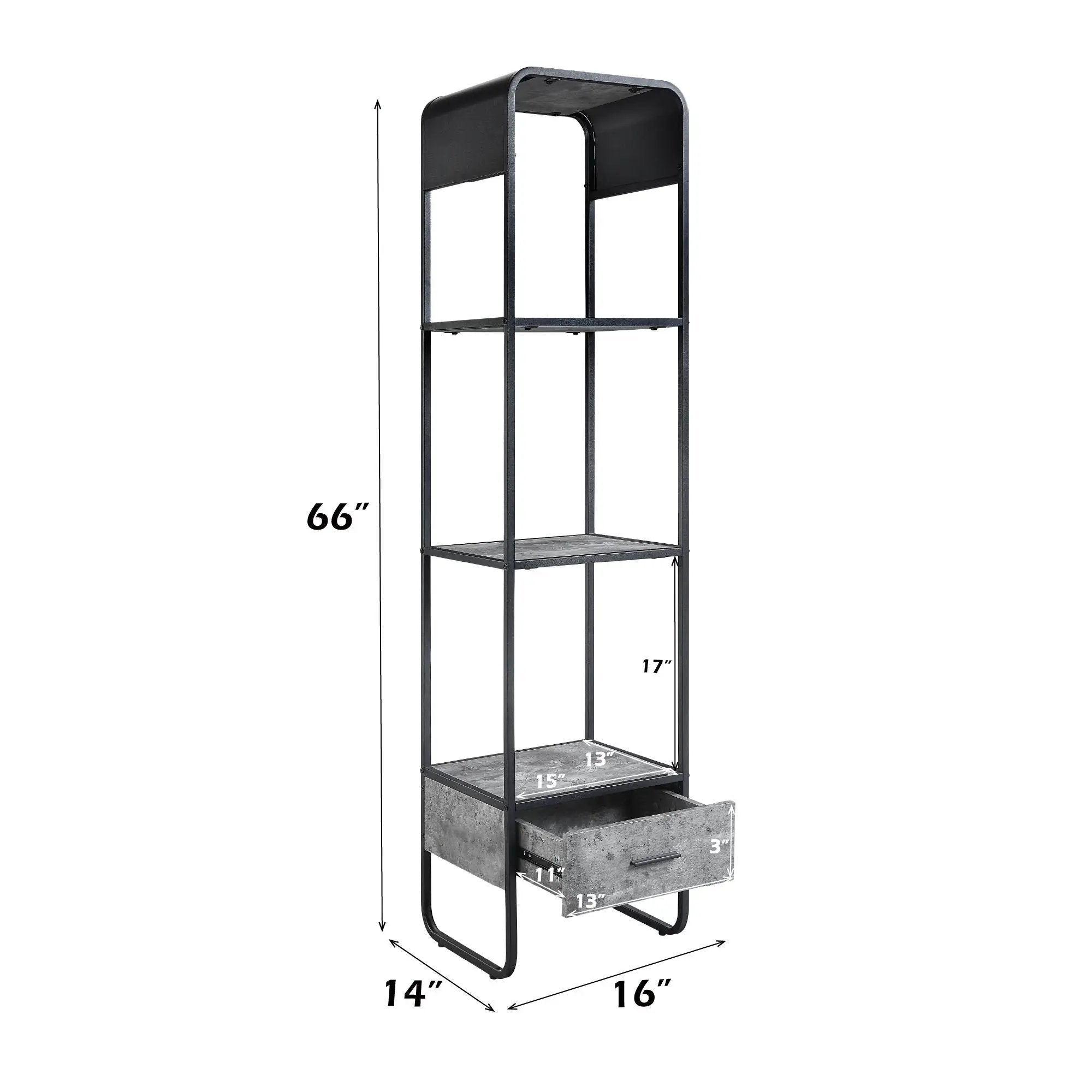 Raziela - TV Stand Side Pier - Concrete Gray & Black by Unique Piece Furniture