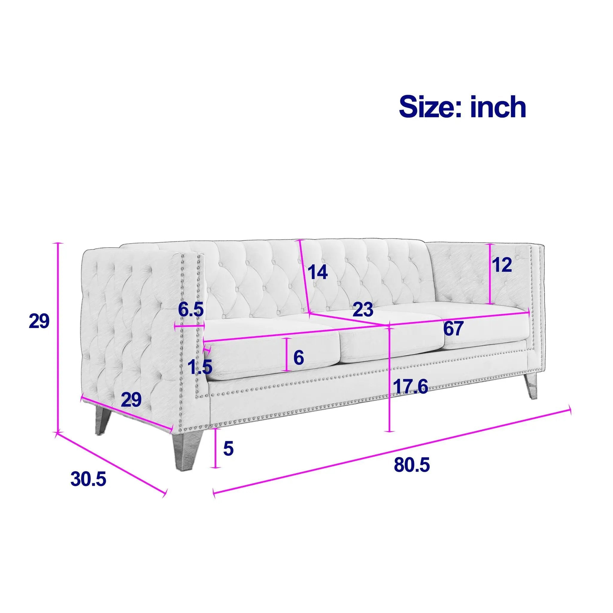 Modern Sofa With Button Tufting, Upholstered Couch For Living Room by HouseOfZazla