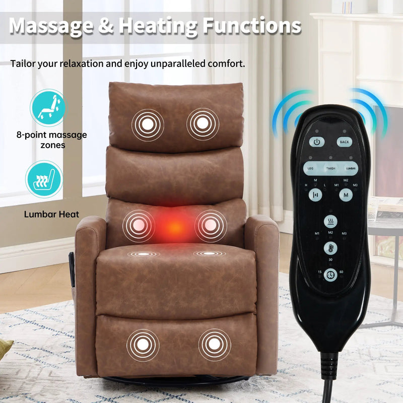 Heat Massage Manual Recliner Chair with Rocker and Swivel by HouseOfZazla