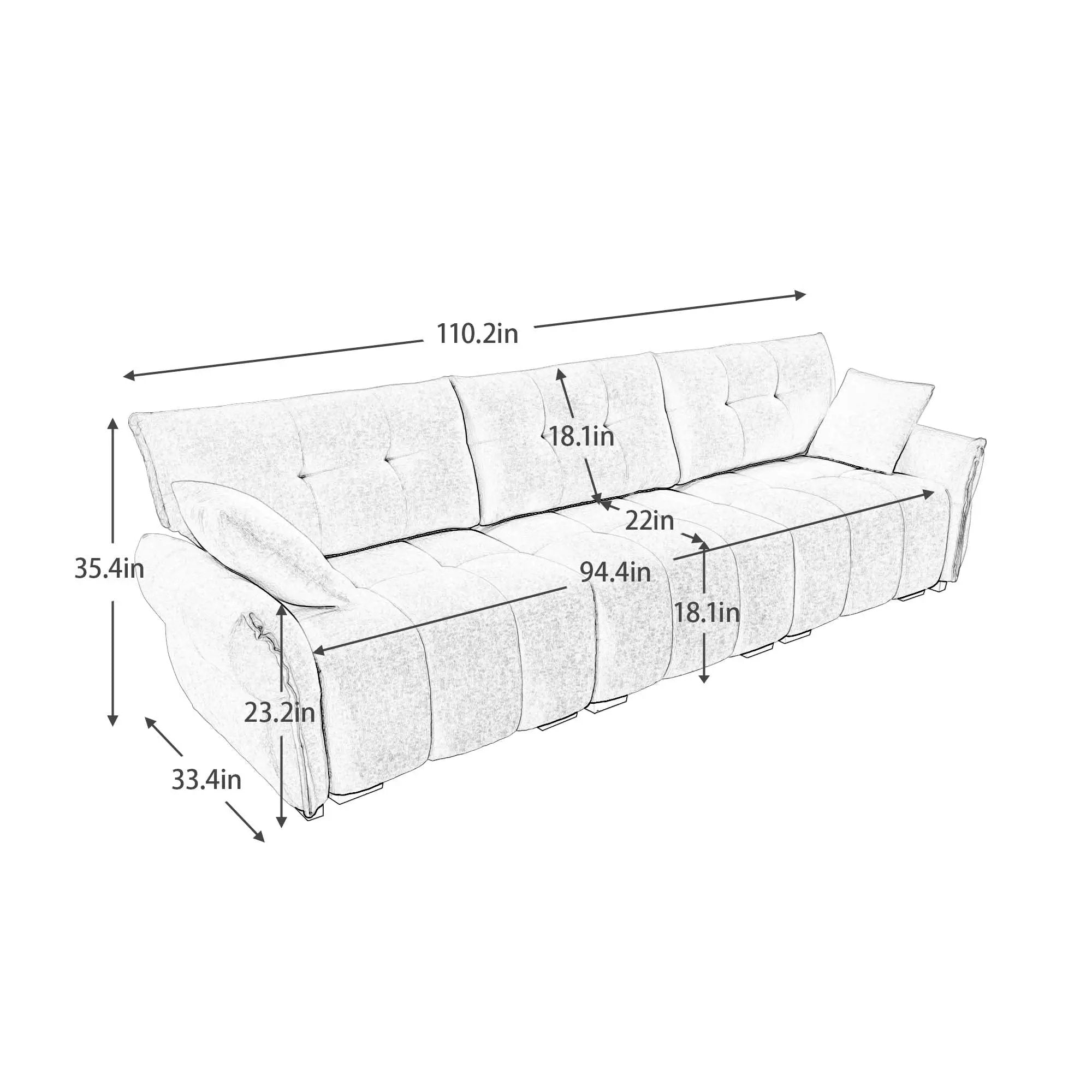 3-Seater Sofa Set with Pillows - Premium Chenille Design by HouseOfZazla