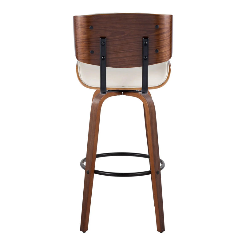 Lombardi - Mid-Century Modern Fixed Height Barstool With Swivel With Round Footrest (Set of 2) by Unique Piece Furniture